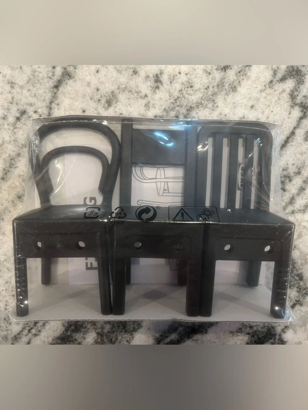 New🪑IKEA 3 Black Plastic Chair Wall Hooks